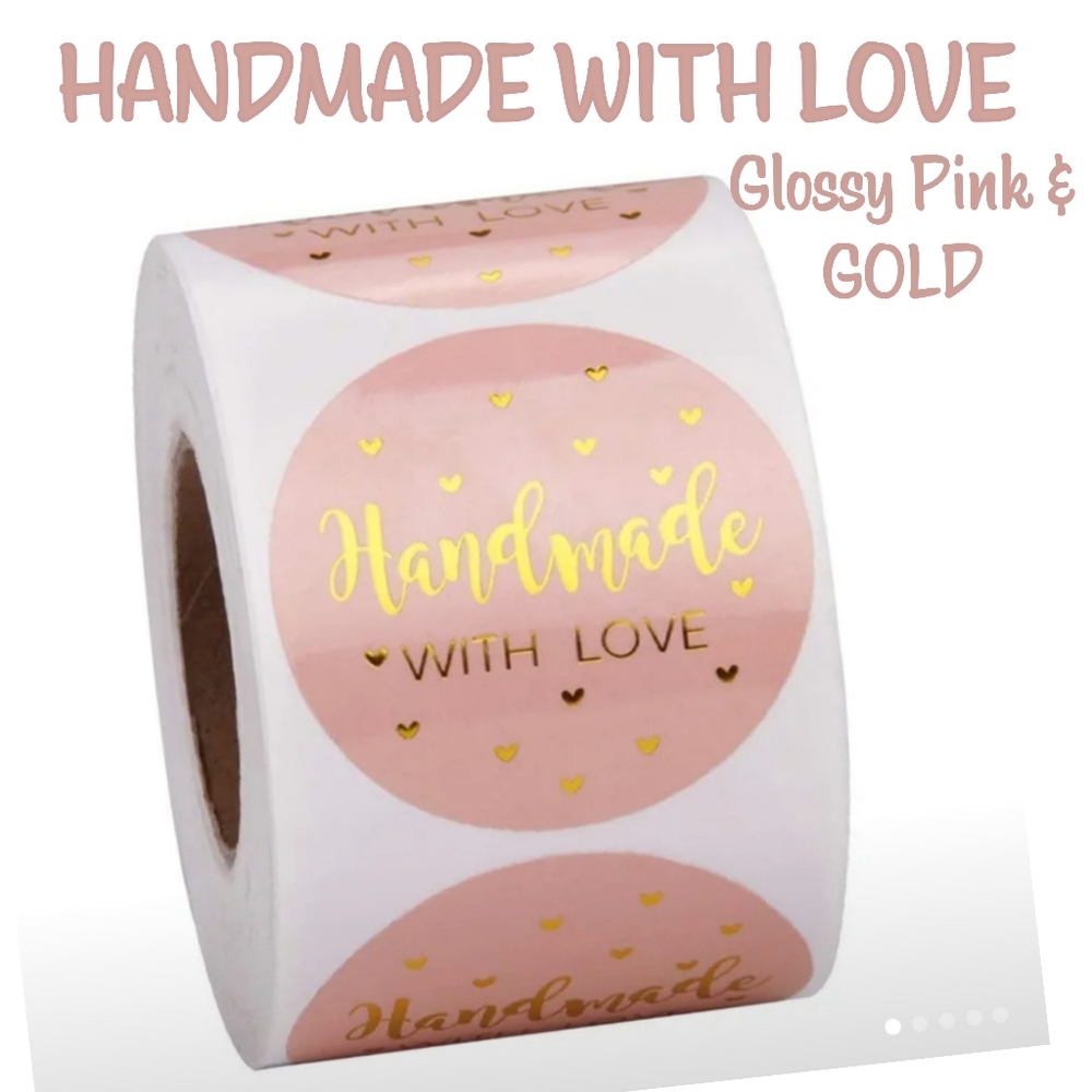 100 HANDMADE WITH LOVE PINK WITH GOLD PRINT
